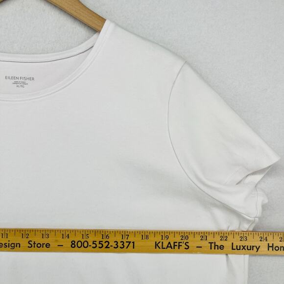 EILEEN FISHER Top XL Organic Cotton Interlock Jersey Crewneck Short Sleeve White - Picture 11 of 13